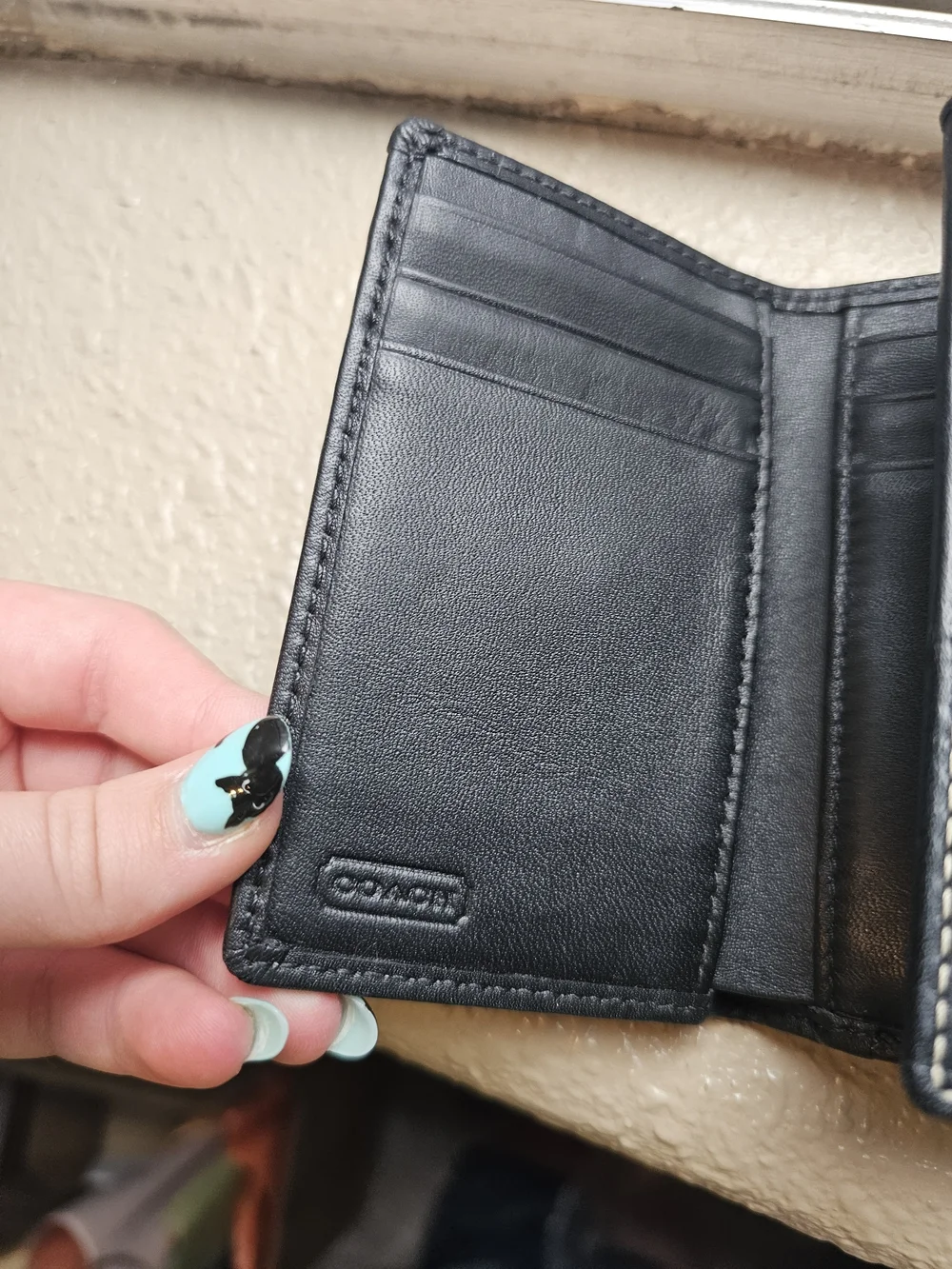 Coach Signature Canvas Compact Wallet in Navy